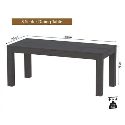Mahmayi Modern 8-Seater Wooden Dining Table for Kitchen, Dining & Living Room - 180cm, Anthracite Jura Slate Finish - Stylish Furniture for Compact Spaces or Apartments