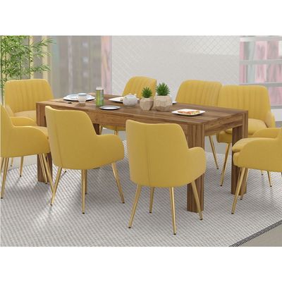 Mahmayi Modern 8-Seater Wooden Dining Table for Kitchen, Dining & Living Room - 180cm, Dark Hunton Oak Finish - Stylish Furniture for Compact Spaces or Apartments