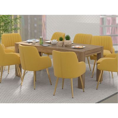 Mahmayi Modern 8-Seater Wooden Dining Table for Kitchen, Dining & Living Room - 180cm, Vintage Santa Fe Oak Finish - Stylish Furniture for Compact Spaces or Apartments