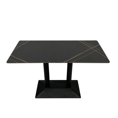 Modern Dining Table Accent Rock Stone Top Dining Metal Base Kitchen Bar Patio Living Dining Furniture 60*120cm