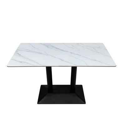 Modern Dining Table Accent Rock Stone Top Dining Metal Base Kitchen Bar Patio Living Dining Furniture 60*120cm