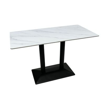 Modern Dining Table Accent Rock Stone Top Dining Metal Base Kitchen Bar Patio Living Dining Furniture 60*120cm