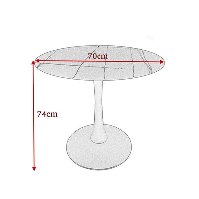 Maple Home Modern Round Dining & Coffee Table Accent Rock Stone Top Dining Metal Base Kitchen Bar Patio Living Dining Furniture 70*70cm