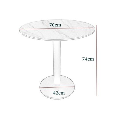 Maple Home Modern Round Dining & Coffee Table Accent Rock Stone Top Dining Metal Base Kitchen Bar Patio Living Dining Furniture 70*70cm