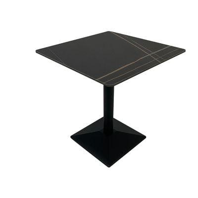 Modern Dining Table Accent Rock Stone Top Dining Metal Base Kitchen Bar Patio Living Dining Furniture 70*70cm