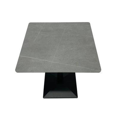 Modern Dining Table Accent Rock Stone Top Dining Metal Base Kitchen Bar Patio Living Dining Furniture 70*70cm