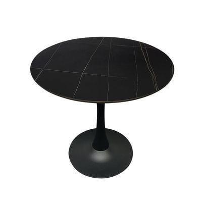 Maple Home Modern Round Dining & Coffee Table Accent Rock Stone Top Dining Metal Base Kitchen Bar Patio Living Dining Furniture 80*80cm