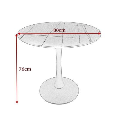 Maple Home Modern Round Dining & Coffee Table Accent Rock Stone Top Dining Metal Base Kitchen Bar Patio Living Dining Furniture 80*80cm