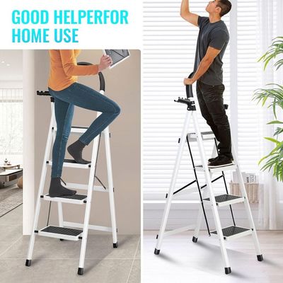 Maple Home  Folding Ladder 4-Steps  Folding Step Stool Lightweight Anti Slip Sturdy Metal for Home,Kitchen, Garden, Office