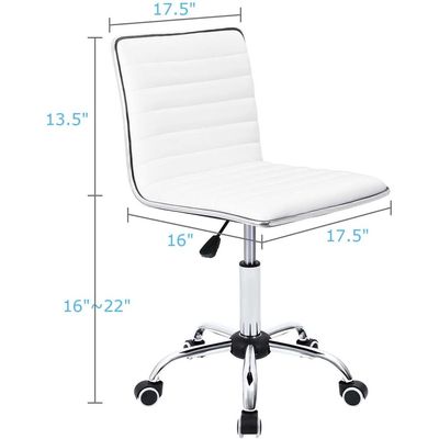 Mahmayi Mid Back Task Chair,Low Back Leather Swivel Office Chair,Computer Desk Chair Retro with Armless Ribbed (White)