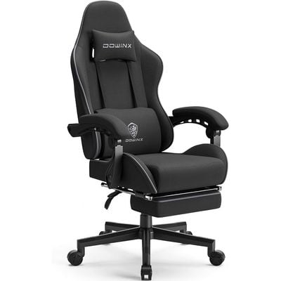 Dowinx Gaming Chair Fabric with Pocket Spring Cushion, Massage Game Chair Cloth with Headrest, Ergonomic Computer Chair with Footrest 290LBS, Black by Mahmayi