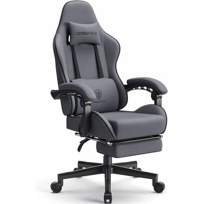 Dowinx Gaming Chair, Computer Chair PC Chair with Massage Lumbar Support, Ergonomic Chair with Footrest (Grey)