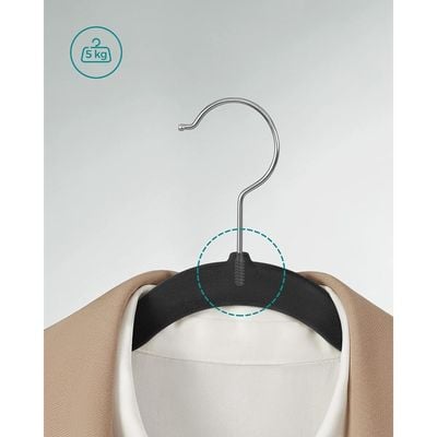 Songmics Velvet Hangers, Pack 30 Coat Hangers for Clothes, Non-Slip, with Shoulder Notches, Trouser Bar, 360° Swivel Hook, Space-Saving, 0.6 cm Thick, 43 cm Long, Black CRF029B03 by Mahmayi