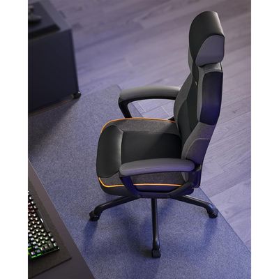 Mahamyi OBG066B01 Office Chair, Adjustable Height, PU and Cotton Linen Surface, Adjustable Headrest, Padded Armrests, Reclining Backrest, Load 150 kg, Classic Black