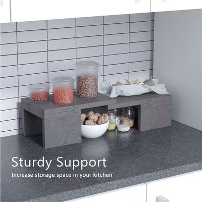 Mahmayi Wooden Storage Rack Kitchen Shelf Organiser, Spice Racks, Cupboard shelf for Home and Kitchen Storage - Anthracite Jura Slate