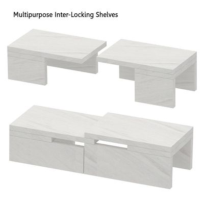 Mahmayi Wooden Storage Rack Kitchen Shelf Organiser, Spice Racks, Cupboard shelf for Home and Kitchen Storage - White Levanto Marble