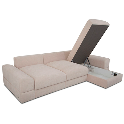 Modular L-shape sofa bed Devis Stella cream