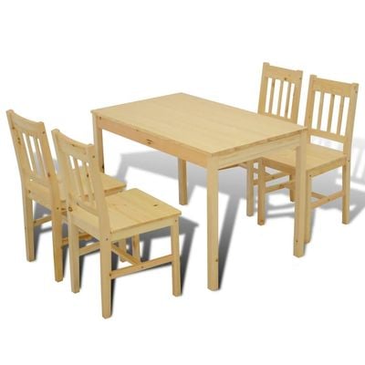 Dining Set 5 Pieces Pine Wood Natural