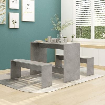 3 Piece Dining Set Concrete Grey Engineered Wood