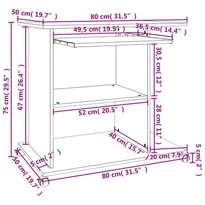 Computer Desk White 80x50x75 cm Engineered Wood