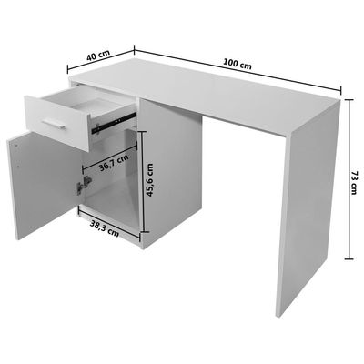 Desk with Drawer and Cabinet White 100x40x73 cm