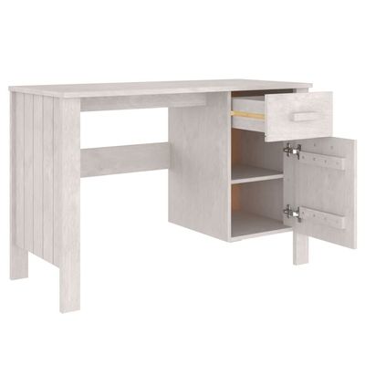 Desk HAMAR White 113x50x75 cm Solid Wood Pine