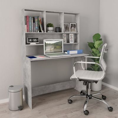 Desk with Shelf Concrete Grey 110x45x157 cm Engineered Wood