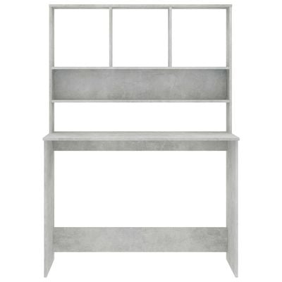 Desk with Shelf Concrete Grey 110x45x157 cm Engineered Wood