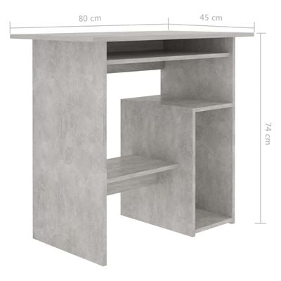 Desk Concrete Grey 80x45x74 cm Engineered Wood