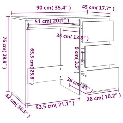 Desk Concrete Grey 90x45x76 cm Engineered Wood