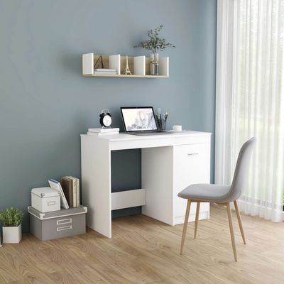 Desk White 100x50x76 cm Engineered Wood