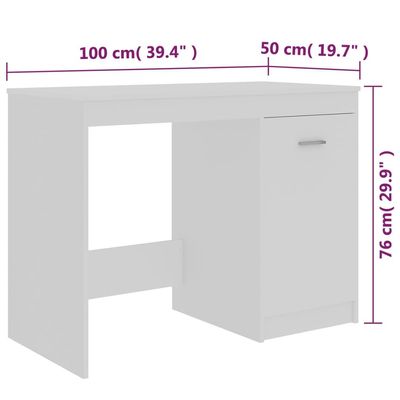 Desk White 100x50x76 cm Engineered Wood