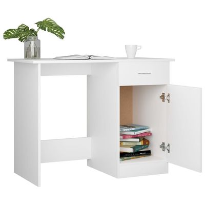 Desk White 100x50x76 cm Engineered Wood