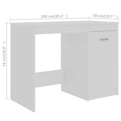 Desk White 140x50x76 cm Engineered Wood