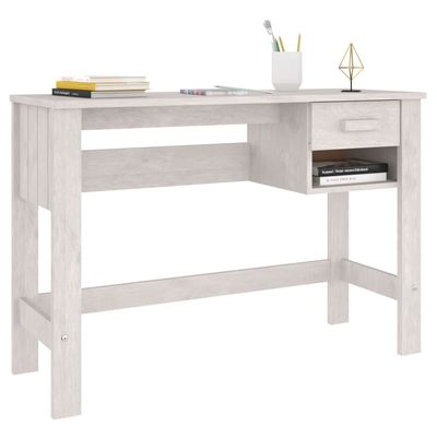 Desk HAMAR White 110x40x75 cm Solid Wood Pine