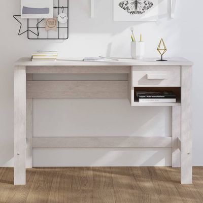 Desk HAMAR White 110x40x75 cm Solid Wood Pine