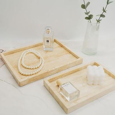 1CHASE® Natural Travertine Marble Tray Beige