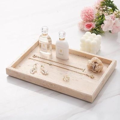 1CHASE® Natural Travertine Marble Tray Beige