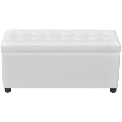 Storage Ottoman Artificial Leather White