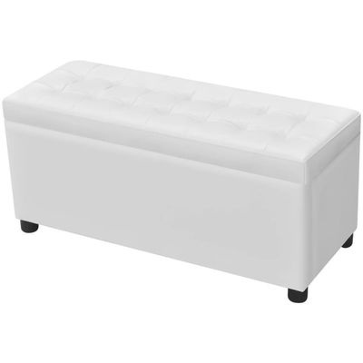 Storage Ottoman Artificial Leather White