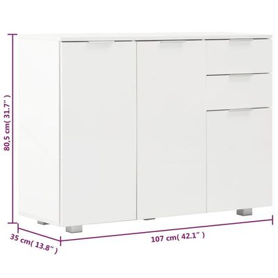 Sideboard High Gloss White 107x35x80.5 cm