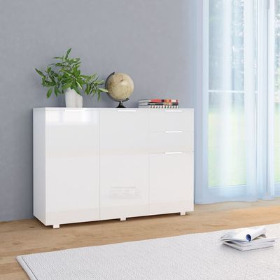 Sideboard High Gloss White 107x35x80.5 cm