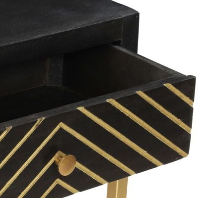 Console Table Black and Gold 90x30x75 cm Solid Mango Wood