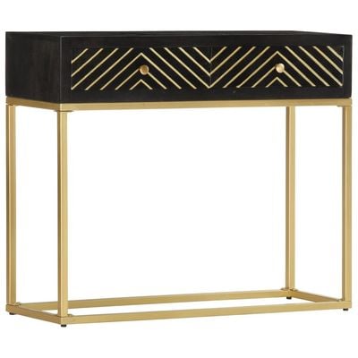 Console Table Black and Gold 90x30x75 cm Solid Mango Wood