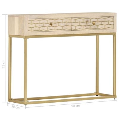 Console Table Gold 90x30x75 cm Solid Mango Wood