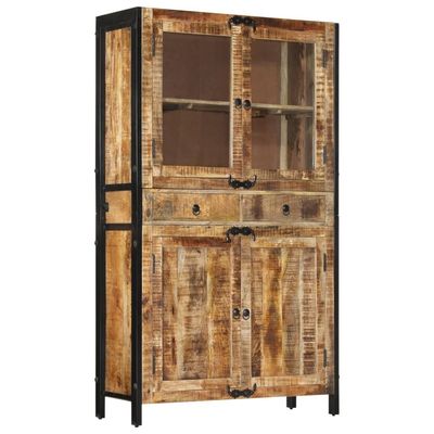 Highboard 100x40x175 cm Solid Rough Wood Mango