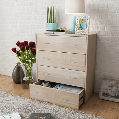 Sideboard with 4 Drawers 60x30.5x71 cm Oak Colour