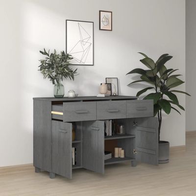 Sideboard HAMAR Dark Grey 113x40x80 cm Solid Wood Pine