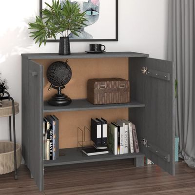 Sideboard HAMAR Dark Grey 85x35x80 cm Solid Wood Pine