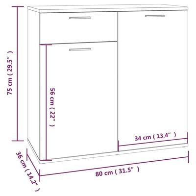 Sideboard Grey Sonoma 80x36x75 cm Engineered Wood